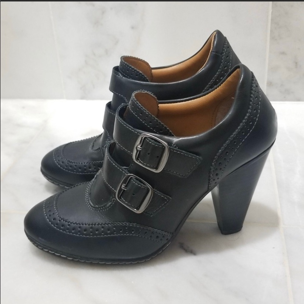 Euro Sofft Leather Safire Buckled Bootie Black